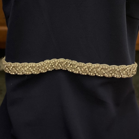 Navy blue prom dress with diamond wedding belt - Picture 3 of 3